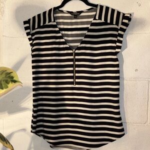 Express Women's Top with Black and White Stripes
